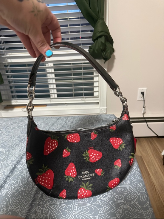 Coach Handbags - Coach Black Shoulder Bag with Red Strawberry Print